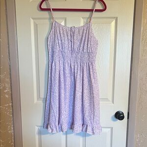 Lilac Floral Smocked Waist Dress